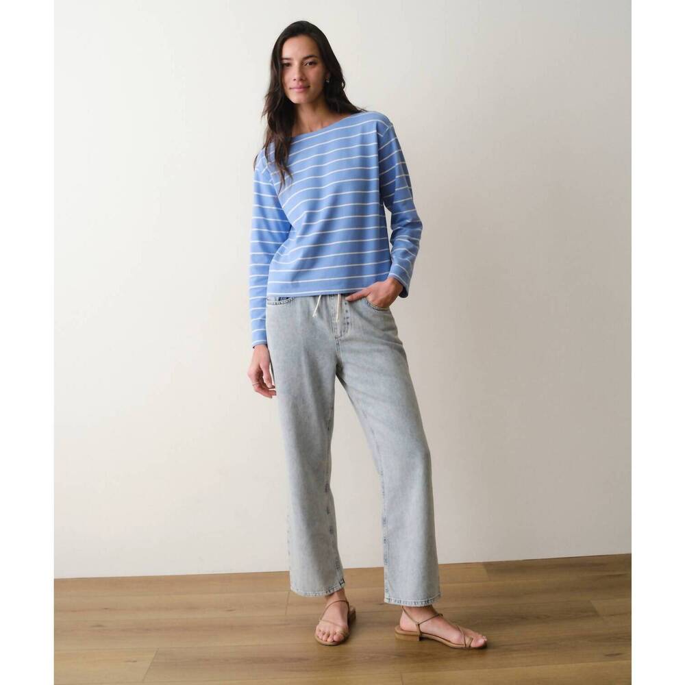 NEW MARINE LAYER luxe sueded mariner tee in cobalt stripe
